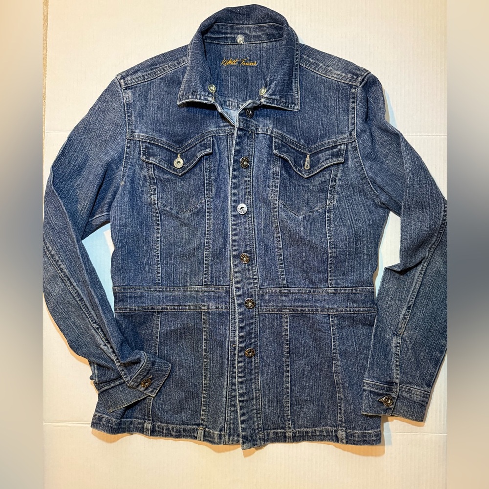 Kikit Denim Jean Jacket Flap Pockets Waist Band